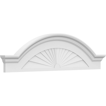 Ekena Millwork Segment Arch W/ Flankers Sunburst Architectural Grade PVC Pediment, 50"W x 13-1/2"H x 2-1/2"P PEDPS050X135SGF01